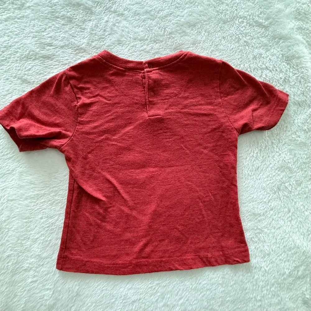 Disney Baby Mickey Mouse Happy Graphic Red Short Sleeve Tee Shirt‎ 12M RN 16435